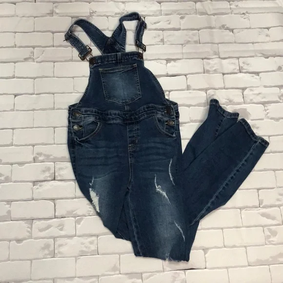 Girl's Distressed Overalls - Picture 1 of 5